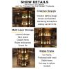 GJMDCMA Rustic Wooden Beer Bottle Storage Rack with LED Lighted Liquor Display Shelf & Wine Glass Holder Stylish Kitchen & Living Room nizer (70x15x285cm, 60x15x245cm) view 3