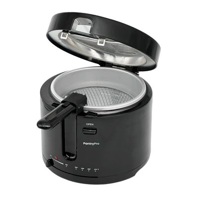2.5 L / 2.6 Qt Black Cool-Touch Electric Deep Fryer 1200 W - Drip-Hook Basket - Adjustable Temperature - Lid w. Viewing Window - Odor Filter by TheDisplayGuys