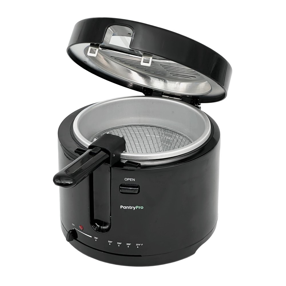 2.5 L / 2.6 Qt Black Cool-Touch Electric Deep Fryer 1200 W - Drip-Hook Basket - Adjustable Temperature - Lid w. Viewing Window - Odor Filter by TheDisplayGuys