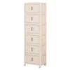 SHUNYILONG 6-Tier Stackable Storage Bins with Wheels, Plastic Kitchen Cabinet Organization with Doors, Closet Organizers Storage for Bedroom, Dorm,(Yellow, 21" D x 10.6" W) view 1
