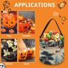 Halloween Trick Or Treat Basket with Handle, Ink Painting Mountain Tree Candy Bucket Foldable Reusable Gift Bags for Party, Wedding Supplies view 3