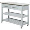 Kitchen Island with Stainless Steel Top, Traditional Kitchen Island with Storage, 2-Tier Open Shelves, Drawers,for Restaurants view 1