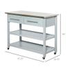 Kitchen Island with Stainless Steel Top, Traditional Kitchen Island with Storage, 2-Tier Open Shelves, Drawers,for Restaurants view 3