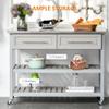 Kitchen Island with Stainless Steel Top, Traditional Kitchen Island with Storage, 2-Tier Open Shelves, Drawers,for Restaurants view 4