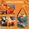 LKHDS Halloween Trick Or Treat Bag, Reusable Gift Bags Durable Polyester, Portable Azurite Teal And Foil Gold Oil Marble Pattern Candy Bag for Party, Gift & Holiday view 3