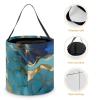 LKHDS Halloween Trick Or Treat Bag, Reusable Gift Bags Durable Polyester, Portable Azurite Teal And Foil Gold Oil Marble Pattern Candy Bag for Party, Gift & Holiday view 4