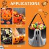 Halloween Trick Or Treat Basket with Handle, Black And Halloween Ghost Candy Bucket Foldable Reusable Gift Bags for Party, Wedding Supplies view 3