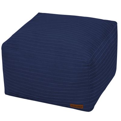 MeMoreCool Square Stuffed Pouf Ottoman Foot Rest, Stripe Furry Floor Pouf Foot Stool with Foam Chunk Filling, Soft Fluffy Stuffed Ottoman Footrest for Living Room, Corduroy Navy