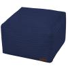MeMoreCool Square Stuffed Pouf Ottoman Foot Rest, Stripe Furry Floor Pouf Foot Stool with Foam Chunk Filling, Soft Fluffy Stuffed Ottoman Footrest for Living Room, Corduroy Navy view 1