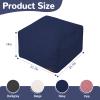 MeMoreCool Square Stuffed Pouf Ottoman Foot Rest, Stripe Furry Floor Pouf Foot Stool with Foam Chunk Filling, Soft Fluffy Stuffed Ottoman Footrest for Living Room, Corduroy Navy view 3