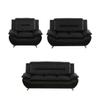 3 Piece Leather Sofa Set with 3-Seater Couch, Loveseat and Armchair Modern Couch Set with Metal Leg Support Pillow Top Armrests Living Room Furniture Set for Bedroom/Office(Black,3PCS Sofa Set) view 1