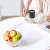 byepica Gold Border Clear Plastic Vanity Tray, Elegant Round Organizer for Bathroom, Modern Display Tray for Decorative Items, Fruits, and Snacks view 4