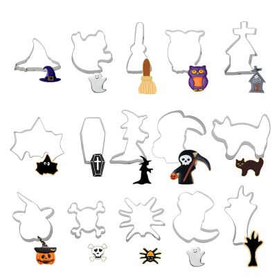 15 Piece Thanksgiving Fondant Cutters, Fall Harvest Cookie Cutter Set in Stainless Steel, Pumpkin Turkey Leaf Acorn Pie Shapes for Cookies, Dough, Clay & Holiday Baking