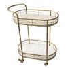 XYIANG Storage Cart for Variety Applications 2-Tiers Service Cart Oval Gold Bar Carts On Wheels Metal Board Top Serving Cart Kitchen Storage Trolley Bathroom Kitchen view 1
