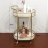 XYIANG Storage Cart for Variety Applications 2-Tiers Service Cart Oval Gold Bar Carts On Wheels Metal Board Top Serving Cart Kitchen Storage Trolley Bathroom Kitchen view 2