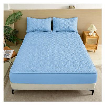 MTNBHH Waterproof Mattress Protector King Queen Twin Size Deep Pocket 12 Inch Quilted Fitted Sheet Full Wrap Machine Washable Bed Cover Comfortable(Sky Blue,120 * 200cm)