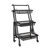 XYIANG Storage Cart for Variety Applications 3-Tier Storage Trolley Metal Kitchen Storage Cart Hand Trucks Folding Trolley Cart Kitchen Bathroom Laundry Office Bathroom Kitchen view 1