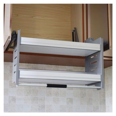 2-Tier Pull Down Cabinet Organizer - Adjustable Spice Rack Shelf for Kitchen Appliances (860-870mm) - Maximize Kitchen Storage & Accessibility
