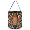 Halloween Trick Or Treat Basket with Handle, Fierce Tiger Candy Bucket Foldable Reusable Gift Bags for Party, Wedding Supplies view 1