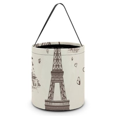 Halloween Trick Or Treat Basket with Handle, The Eiffel Tower Candy Bucket Foldable Reusable Gift Bags for Party, Wedding Supplies
