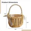 Vestamore Wicker Flower Basket, 9.5 X 8 in, Rustic Woven Wedding Basket with Ribbon Handle, Elegant Princess Rattan Picnic Basket view 2