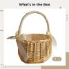 Vestamore Wicker Flower Basket, 9.5 X 8 in, Rustic Woven Wedding Basket with Ribbon Handle, Elegant Princess Rattan Picnic Basket view 3