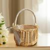 Vestamore Wicker Flower Basket, 9.5 X 8 in, Rustic Woven Wedding Basket with Ribbon Handle, Elegant Princess Rattan Picnic Basket view 4