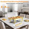 Bonnlo 2 Pack Chafing Dishes for Buffet, 9 Qt Stainless Steel Food Warmer Set with Lids, Rolled Edge Catering Chafer with Folding Frame for Wedding, Banquet, Party & Hotel Service, Silver & Gold view 3