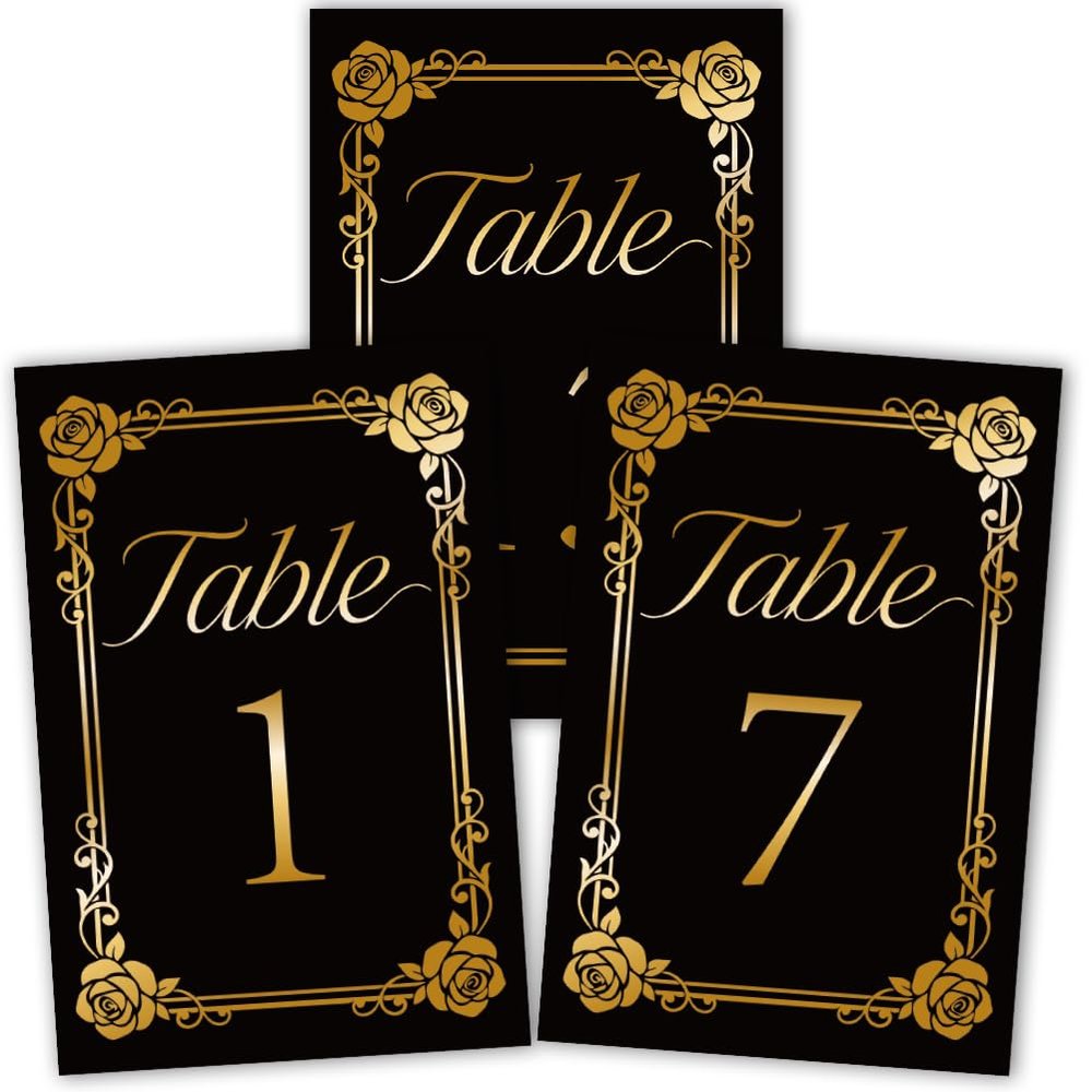 PRESSINART 26Pcs Rose Table Numbers Wedding Table Number Cards 1-25 Purple Rose Wreath Design Double Sided Paper Floral Seating Sign for Wedding Reception Anniversary Birthday Bridal Party 4 x 6 Inch