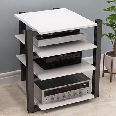 2-Tier Audio Rack Media Stand, AV Component Stereo Cabinet for Home, Office, DJ & Theater - Black AV Tower with 3/4 Tier Options for Enhanced Organization