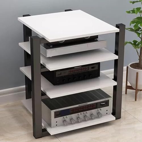 2-Tier Audio Rack Media Stand, AV Component Stereo Cabinet for Home, Office, DJ & Theater - Black AV Tower with 3/4 Tier Options for Enhanced Organization