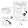 Naerza in Wall Cable Management Kit with Recessed Tv Outlet Box-Two-Hole Socket, 9ft Cord,Tv Cable Hider Wall Kit Hider Box Fits All Plugs, Easy, Safe Cable Management view 1