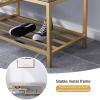Hall Tree Coat Rack with Bench and Shoe Storage, Industrial Metal Coat Tree with Shelf and 5 Hanging Hook view 3