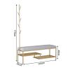 Hall Tree Coat Rack with Bench and Shoe Storage, Industrial Metal Coat Tree with Shelf and 5 Hanging Hook view 4