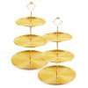 2-Piece Set Gold 3-Tier Cupcake Stand, Stainless Steel Dessert Display Stand Serving Tray (Suitable for Birthdays, Weddings, Parties) - Tray for Cakes, Pastries, Candies, Macarons (Gold) view 1