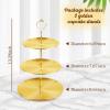 2-Piece Set Gold 3-Tier Cupcake Stand, Stainless Steel Dessert Display Stand Serving Tray (Suitable for Birthdays, Weddings, Parties) - Tray for Cakes, Pastries, Candies, Macarons (Gold) view 3