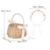 Small Rattan Flower Girl Basket with Handle, Lace Set for Weddings view 2