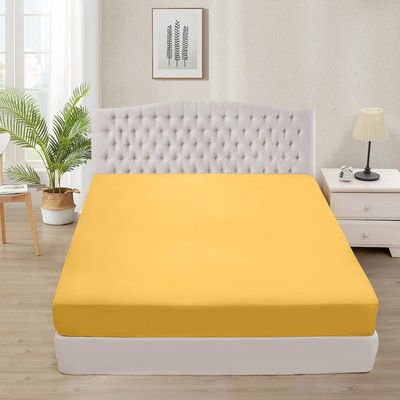 1000 TC Super Soft 1-Piece Fitted Bottom Sheet Only King (78" x 80") Comfy & Breathable Peruvian Pima Cotton Fits Fully Elastic 25-30" Deep Pocket (King, Solid, Gold)
