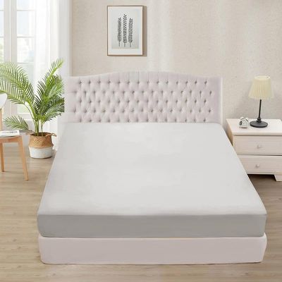 1000 TC Super Soft 1-Piece Fitted Bottom Sheet Only Grand King (80" x 98") Comfy & Breathable Peruvian Pima Cotton Fits Fully Elastic 7-9" Deep Pocket (Grand King, Solid, Silver Grey)