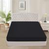 1000 TC Super Soft 1-Piece Fitted Bottom Sheet Only Full (54" x 75") Comfy & Breathable Peruvian Pima Cotton Fits Fully Elastic 10-12" Deep Pocket (Full, Stripe, Black) view 1