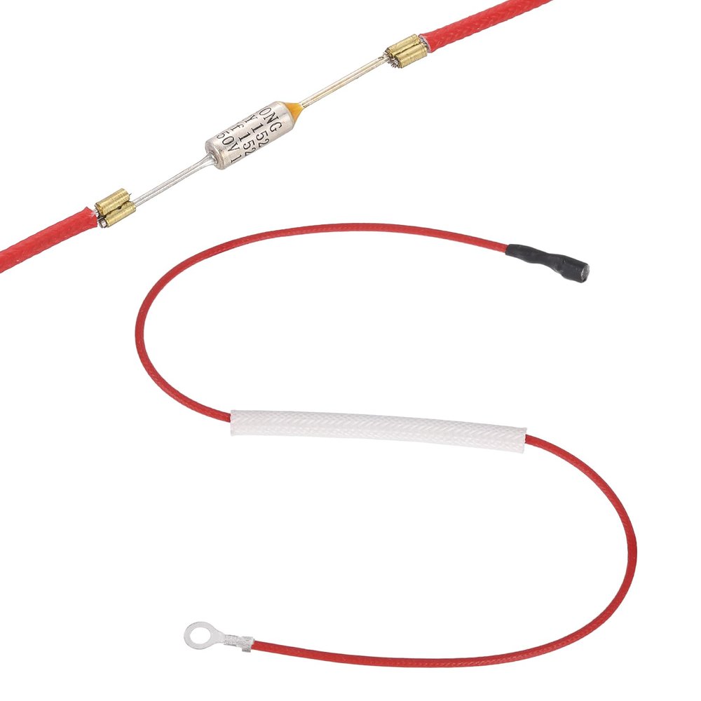 MECCANIXITY Universal Rice Cooker Temperature Fuse, 152C 10A 250V Metal Thermal Fuse with Terminal and Ring Terminal Fiberglass Sleeving for Electric Pressure Cooker Repair Part