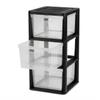 3 Drawer Plastic Storage Tower, Medium 14.9" x 12.6" x 25.3" Organizer Chest with Removable Clear Bins, Lightweight Drawer Unit for Closet, Office, Dorm and Bathroom Organization, Black view 1