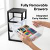 3 Drawer Plastic Storage Tower, Medium 14.9" x 12.6" x 25.3" Organizer Chest with Removable Clear Bins, Lightweight Drawer Unit for Closet, Office, Dorm and Bathroom Organization, Black view 3