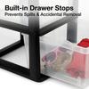 3 Drawer Plastic Storage Tower, Medium 14.9" x 12.6" x 25.3" Organizer Chest with Removable Clear Bins, Lightweight Drawer Unit for Closet, Office, Dorm and Bathroom Organization, Black view 4