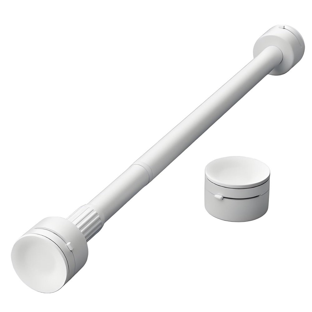 30-76 Inch Tension Curtain Rod No Drill Spring Loaded Curtain Rods Adjustable Spring Shower Rod for Window Bathroom Doorway Closet, Black(White,7.5FT)