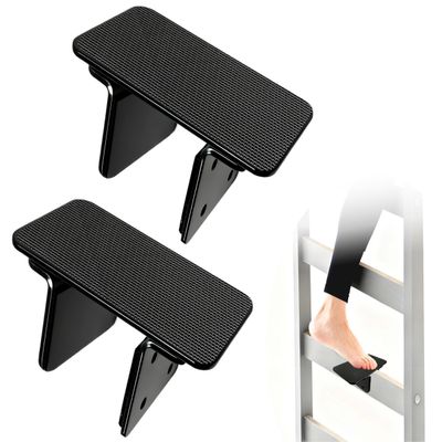 2 Pack Upgraded Adjustable Heavy-Duty Bed Ladder Foot Support Non-Slip Rubber Ladder Step Pads, Rust-Proof, Fits Square Ladder Legs up to 2"