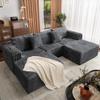 110 Corduroy Modular Sectional Boneless Sofa with 2 Ottomans, Convertible Cloud Couch with Deep Seats, Fluffy Memory Foam U Shaped Couch for Living Room, No Assembly Required (Gray) view 1