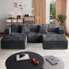 110 Corduroy Modular Sectional Boneless Sofa with 2 Ottomans, Convertible Cloud Couch with Deep Seats, Fluffy Memory Foam U Shaped Couch for Living Room, No Assembly Required (Gray) view 2