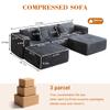 110 Corduroy Modular Sectional Boneless Sofa with 2 Ottomans, Convertible Cloud Couch with Deep Seats, Fluffy Memory Foam U Shaped Couch for Living Room, No Assembly Required (Gray) view 3