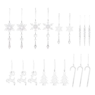 18 Pcs Christmas Tree Decorations Hanging Acrylic Snowflake Ornaments for Home and Festival Snowflake Icicle Ornament for Party Decorations